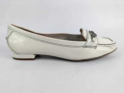 M & S Footglove White Leather Slip On Shoes Uk 8 Wide • £18.99