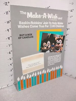 Baskin Robbins Ice Cream 1986 Store Display Sign Make A Wish Mickey Mouse Disney • $45