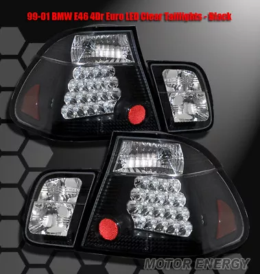 FOR 99-01 BMW E46 320i 323i 325i 328i SEDAN 4DR LED TAIL BRAKE LIGHTS LAMP BLACK • $185.95