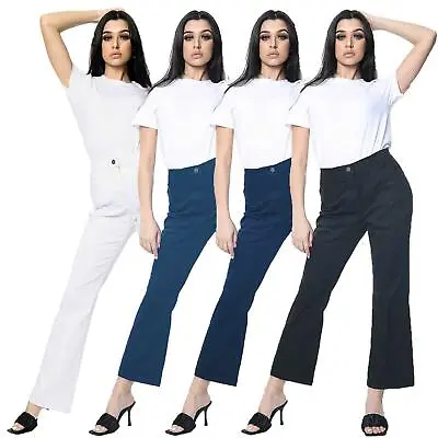 £7.99 • Buy Womens Bootcut Jeans Denim Stretch Mid Rise Flared Long Pants Trousers Size 4-32