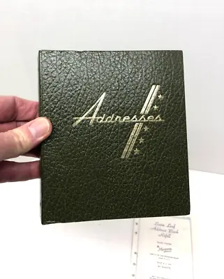 Vintage Address Book 6 Ring Green Vinyl Seelman Sons Indexed Refill Pages • $12.50