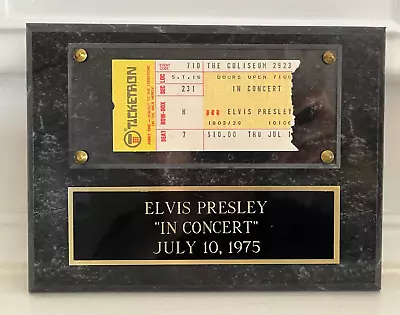 Elvis Presley 1975 Original Concert Ticket Stub On Plaque With COA - Authentic • $136.90