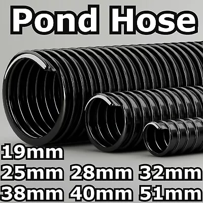 Black Corrugated Flexible Pond Hose Fish Garden Filter Pump Marine Flexi Pipe • £215.50