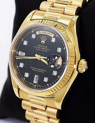 Rolex President Day-Date 18038 18K Yellow Gold Baguettes Diamond Dial *MINT* • $17499