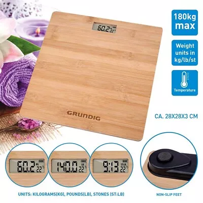 £11.95 • Buy Wooden Bamboo Digital Body Bathroom Scale Weighing Analyser LCD Monitor 180Kg Lb