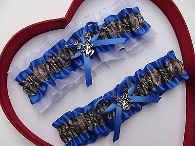 NEW Mossy Oak Camouflage Camo Royal Blue White Wedding Garter Prom Hunting Chick • $13.46