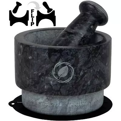 Mortar And Pestle Set Marble - 5.6 Inch 2.2 Cup - Unique Double Sided - Pestle • $38.95