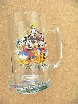 Disneyland Resort Glass Handled Cup Mug Tankard Mickey Mouse Minnie Goofy Donald • $22