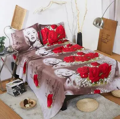 Bedding Set Duvet Cover Pillowcase Queen 3D Sexy Marilyn Monroe • $55