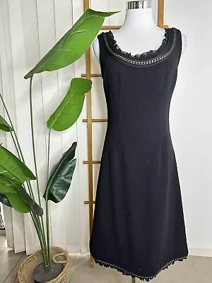 Kate Spade Black Textured Wool Dress Chain Neckline Size US 6 Or 10 AU • $89.98