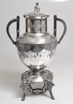 Antique Meridian B. Co. 1874 Tea/Coffee Silverplate Samovar - Rare!!! • $375