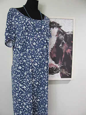 MSK Women’s Floral Print  Dress Plus Size 2X Blue With White Floral Scoop Neck • $18