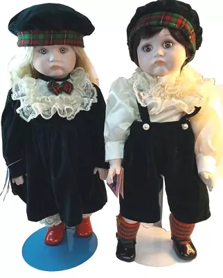 MYD Marian YU Designs Twin Porcelain Dolls W/Stands In Original Box  • $18