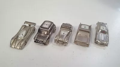 RARE Miniature Silver Colour Novelty Car Clocks Collection Desk Mantel Vintage • £11.50