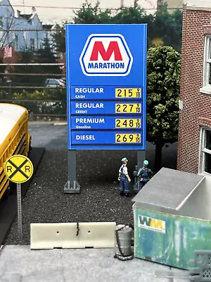 HO-1112v5 / 1:87 HO Scale Model Marathon Gas Station Price Sign • $23.99