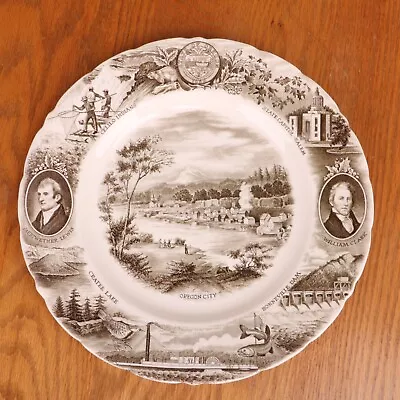 Johnson Brothers The Oregon City Plate Meier & Frank Co Gray B&W • $49.99