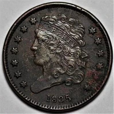 1835 Classic Head Half Cent - Corrosion - Rotated Die - 1/2c Copper Penny - L44 • $96.99