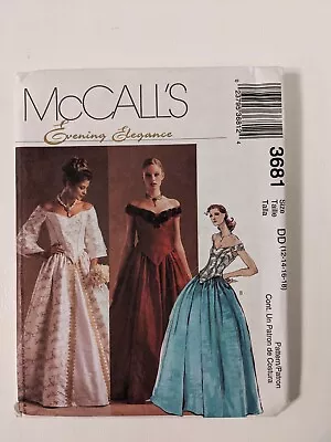 McCalls 3681 Medieval Renaissance Princess Evening Gown Pattern UCFF 12141618 • $10.99