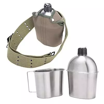 G.I. Army Stainless Steel Canteen Military With Cup And Green Nylon Cover Wai... • $30.05