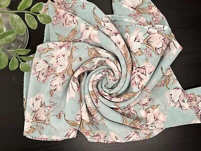 Chiffon Flower Print Maxi Hijab Scarf  Shawl Wrap Muslim Headwear 180x70 Cm • $9