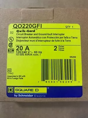 Square D Qo220gfi  2 Pole 20 Amp Ground-fault  Circuit Breaker Qty • $94