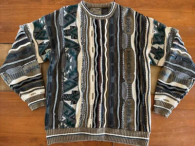 Vintage Textured Sweater Multicolor Biggie Smalls Cosby Chunky Coogi Style • $99.95