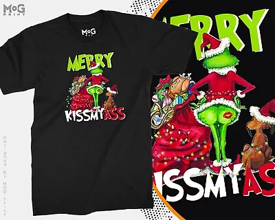 £9.99 • Buy Merry Kissmyass Funny Rude Christmas T-shirt Grinch Xmas Joke Parody Men Women's