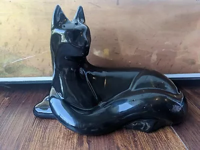 Vintage Haeger Black Ceramic Cat Sculpture Figure MCM Modernist Art Deco Large  • $50