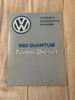 1982 VW Quantum Turbo Diesel Service Training Intro Manual • £17.69