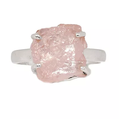 Natural Morganite Rough - Madagascar 925 Silver Ring Jewelry S.6 CR23778 • $15.99