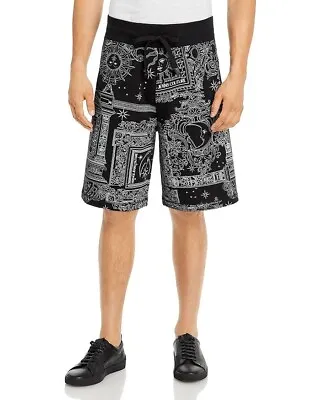 Versace Jeans Couture Fleece Sweat Shorts Men's XXXL Black/White Celestial Print • $162.37