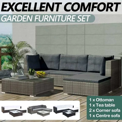 $551.99 • Buy 14PC PE Wicker Rattan Garden Outdoor Sofa Lounge Furniture Setting Brown/Black V