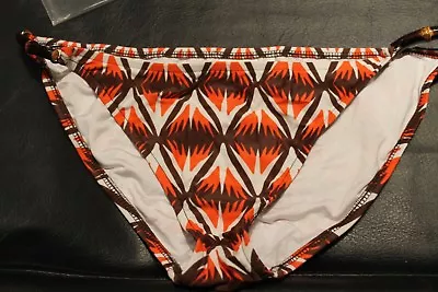 Milly New York 2 Pc Bikini Swimsuit Orange Brown White Pattern Bamboo 6 8 (B164) • $24.99