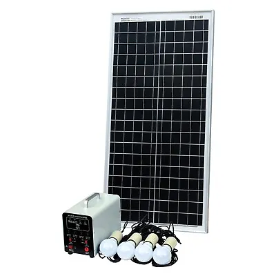 40W Off-Grid Solar Lighting System With 4 LED Lights Charge Controller Battery • £259.99