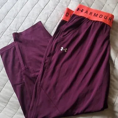 Under Armour Heat Gear Pants Size Small Purple Orange Gym Workout Athletic • $13.09