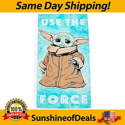 Star Wars Mandalorian Baby Yoda Use The Force Beach Towel 28  X 58  100% Cotton • $11.90