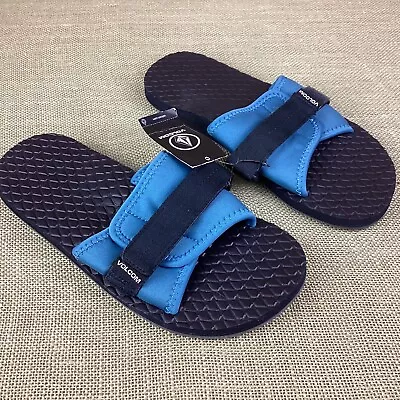 VOLCOM Slip On Slide Sandals Blue Adjustable Strap Men’s Size 8 • $24.99