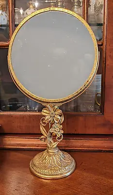 Vintage Matson Filgree Floral Pedestal Vanity Mirror 24K Gold Filled • $110