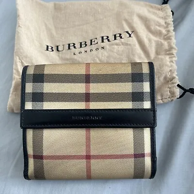 £55 • Buy Burberry Bifold Wallet Nova Check Black Beige PVC Leather Used Size 14 X 10cm