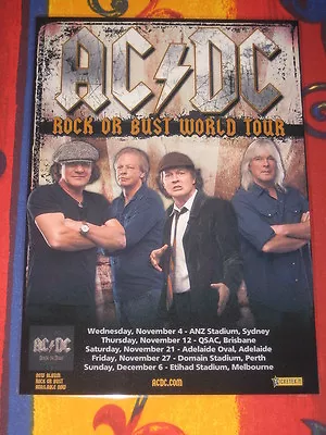 Ac/dc - 2015 Rock Or Bust Australian Tour  -  Promo Tour Poster. • $15.95