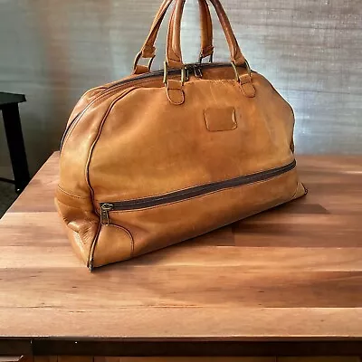 Rare Vintage 18” Tumi For T Anthony Cognac Brown Leather Gym Duffle Carry On Bag • $209.30