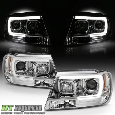 $208.99 • Buy 1999-2004 Jeep Grand Cherokee LED Light Tube Halo Projector Headlights Headlamps