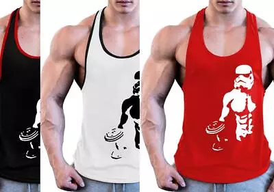 Men Tank Top Sleeveless Shirts Y-Back Muscle Gym Training Athletic Workout Vest • $26.99