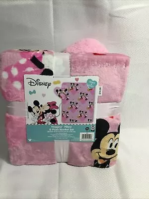 Pillow & Plush Blanket Set. Disney Mickey And Mini Mouse. Blanket 45 In X 55 In • $9.99