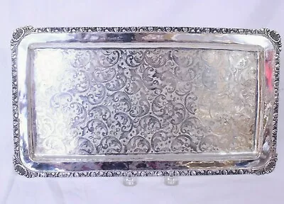 800 Silver Rectangular Tray W/ Rosebud & Filigree Motifs  • $1100