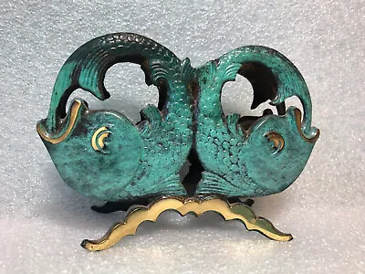 $26.99 • Buy Nautical HAKULI ISRAEL SABRA Enameled Bronze Koi Fish Napkin Letter Mail Holder