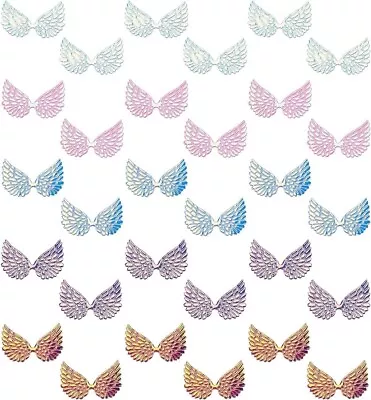 10 Pack Padded Holographic Fabric Fairy Angel Wings Rainbow Embellishments Craft • £4.50