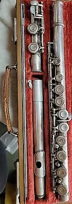 * Rare 1963 Vintage Artley ELKHART IND Flute W/ Case & Cleaner Rod. Untested  • $125