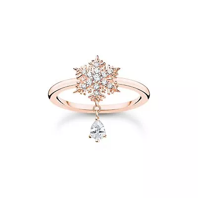 Genuine THOMAS SABO Ring Snowflake With White Stones Rose Gold • $99.50