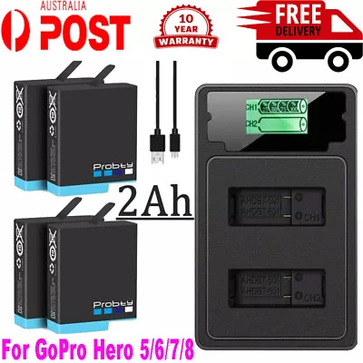 2x 2000mAh Rechargeable Li-Ion Battery & USB Charger For Gopro Hero 5/6/7/8 New • $47.99